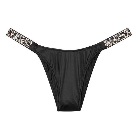 3/$50 Victoria’s Secret Bombshell Shine Leopard Strap Rhinestone Brazilian Panty - Picture 1 of 10